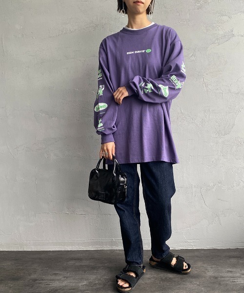 BEN DAVIS（ベンデイビス）の「[BEN DAVIS/ベンデイビス] BANNERS 袖プリントロンT（Tシャツ/カットソー・レディース・ホワイト/ブラック/パープル・M/L/XL）」の8枚目の写真