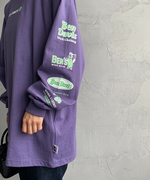 BEN DAVIS（ベンデイビス）の「[BEN DAVIS/ベンデイビス] BANNERS 袖プリントロンT（Tシャツ/カットソー・レディース・ホワイト/ブラック/パープル・M/L/XL）」の14枚目の写真