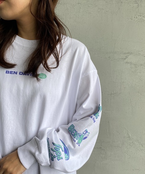 BEN DAVIS（ベンデイビス）の「[BEN DAVIS/ベンデイビス] BANNERS 袖プリントロンT（Tシャツ/カットソー・レディース・ホワイト/ブラック/パープル・M/L/XL）」の22枚目の写真