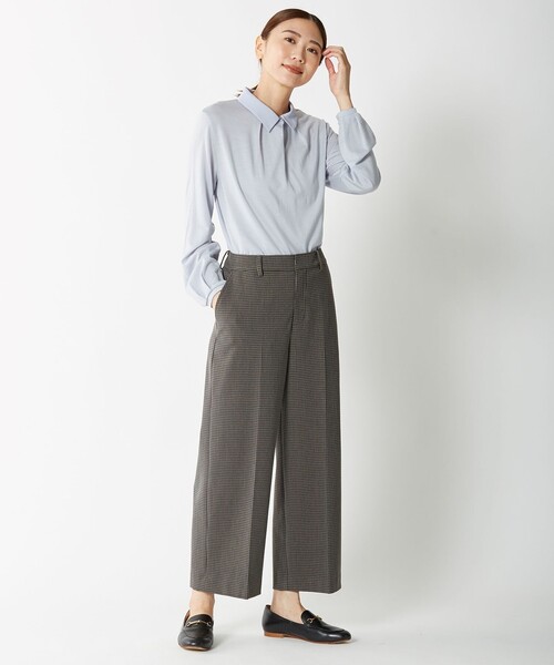 J.PRESS(ジェイプレス)の「【WEB限定カラーあり】【洗える】NEWESTバックピーチチェック ワイドパンツ(その他パンツ・レディース・グレー系3/ブラウン系3・7/13/11/9)」の14枚目の写真