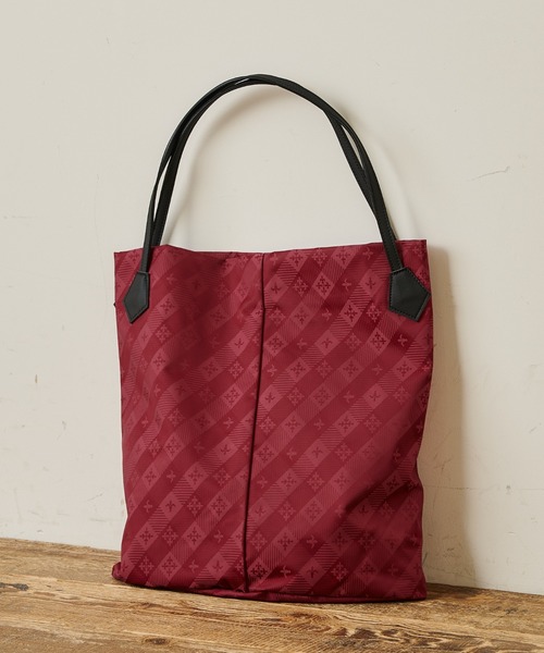 Daily russet(デイリー ラシット)の「【ナイロンジャガード】チェックダイヤ型底トートバッグ(L)(トートバッグ・レディース・ボルドー/ブラック/グレー/ブラウン/ネイビー・FREE)」の5枚目の写真