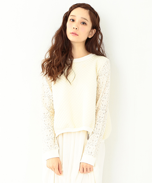 CAROLINA GLASER（カロリナ グレイサー）の「CAROLINA GLASER / キルティングレース トップス（その他トップス・レディース・ブラック/クリーム・ONE SIZE）」の3枚目の写真