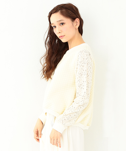 CAROLINA GLASER（カロリナ グレイサー）の「CAROLINA GLASER / キルティングレース トップス（その他トップス・レディース・ブラック/クリーム・ONE SIZE）」の4枚目の写真