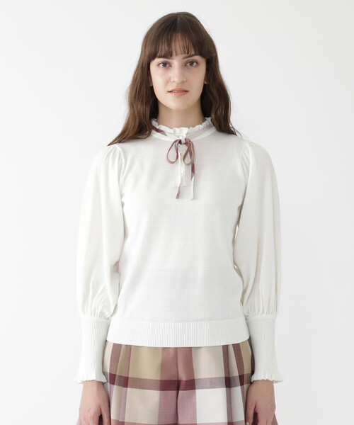 ブルーレーベルクレストブリッジ ウールアクリルブレンドマトンスリーブニット 38 BLUE LABEL CRESTBRIDGE（ブルーレーベルクレストブリッジ）の