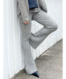 【セットアップ着用可】メランジヤーンフレアーニット パンツ