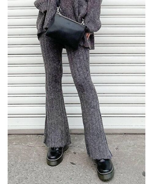 GYDA（ジェイダ）の「【セットアップ着用可】メランジヤーンフレアーニット パンツ（その他パンツ・レディース・チャコールグレー/グレー/ブラウン・FREE）」の2枚目の写真