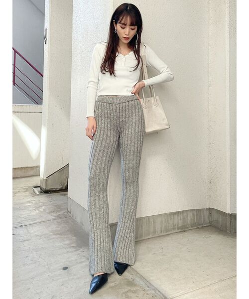 GYDA（ジェイダ）の「【セットアップ着用可】メランジヤーンフレアーニット パンツ（その他パンツ・レディース・チャコールグレー/グレー/ブラウン・FREE）」の16枚目の写真