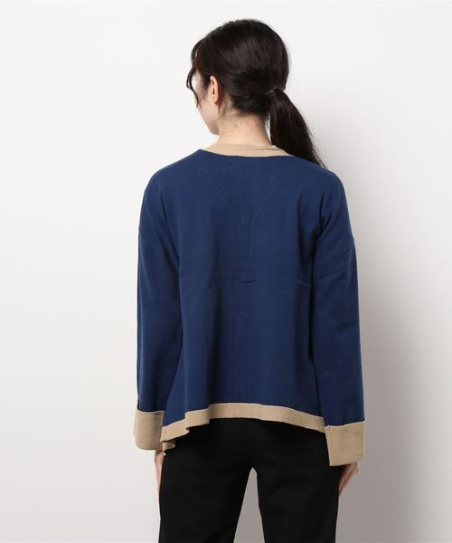 Lugnoncure(ルノンキュール)の「配色ネックカーディガン(カーディガン/ボレロ・レディース・キナリ/ネイビー/ブラウン・フリ-)」の5枚目の写真