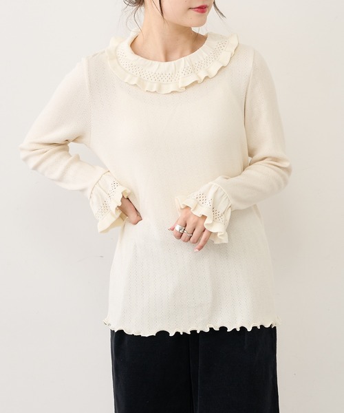 PUAL CE CIN（ピュアルセシン）の「ジャガードリブ×編み立てリブプルオーバー（Tシャツ/カットソー・レディース・ブラック/グレー/ナチュラル・FREE）」の19枚目の写真