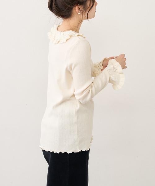 PUAL CE CIN（ピュアルセシン）の「ジャガードリブ×編み立てリブプルオーバー（Tシャツ/カットソー・レディース・ブラック/グレー/ナチュラル・FREE）」の12枚目の写真