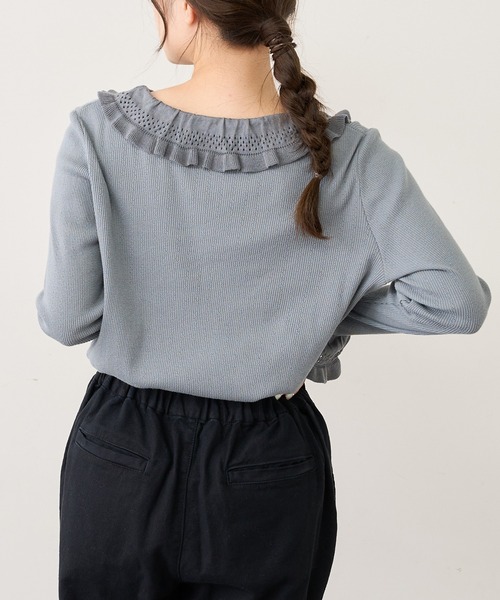 PUAL CE CIN（ピュアルセシン）の「ジャガードリブ×編み立てリブプルオーバー（Tシャツ/カットソー・レディース・ブラック/グレー/ナチュラル・FREE）」の22枚目の写真