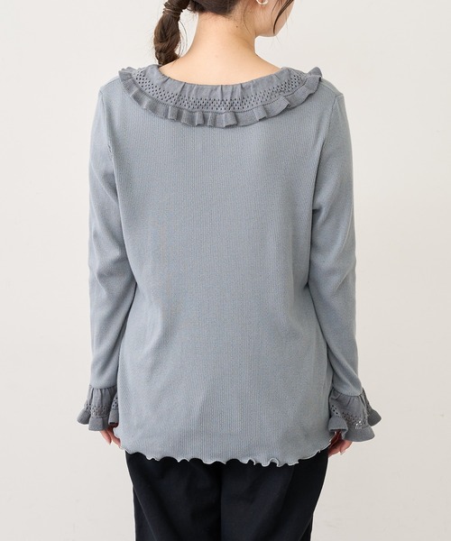 PUAL CE CIN（ピュアルセシン）の「ジャガードリブ×編み立てリブプルオーバー（Tシャツ/カットソー・レディース・ブラック/グレー/ナチュラル・FREE）」の21枚目の写真