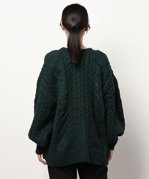 mysty woman(ミスティウーマン)の「MIXケーブルカーデ 237317(カーディガン/ボレロ・レディース・ブラウン/アイボリー/チャコール/グリーン系/ブルーパープル・FREE)」の13枚目の写真