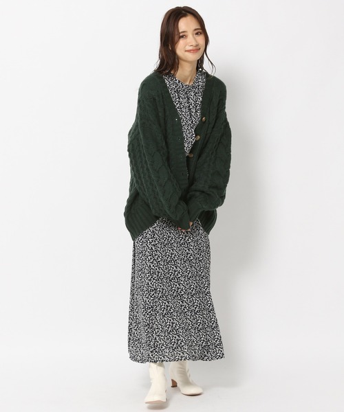 mysty woman(ミスティウーマン)の「MIXケーブルカーデ 237317(カーディガン/ボレロ・レディース・ブラウン/アイボリー/チャコール/グリーン系/ブルーパープル・FREE)」の20枚目の写真