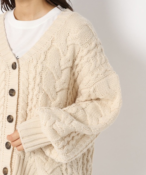 mysty woman(ミスティウーマン)の「MIXケーブルカーデ 237317(カーディガン/ボレロ・レディース・ブラウン/アイボリー/チャコール/グリーン系/ブルーパープル・FREE)」の18枚目の写真