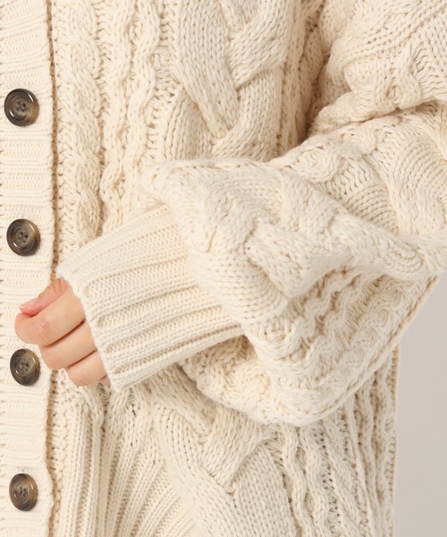 mysty woman(ミスティウーマン)の「MIXケーブルカーデ 237317(カーディガン/ボレロ・レディース・ブラウン/アイボリー/チャコール/グリーン系/ブルーパープル・FREE)」の21枚目の写真