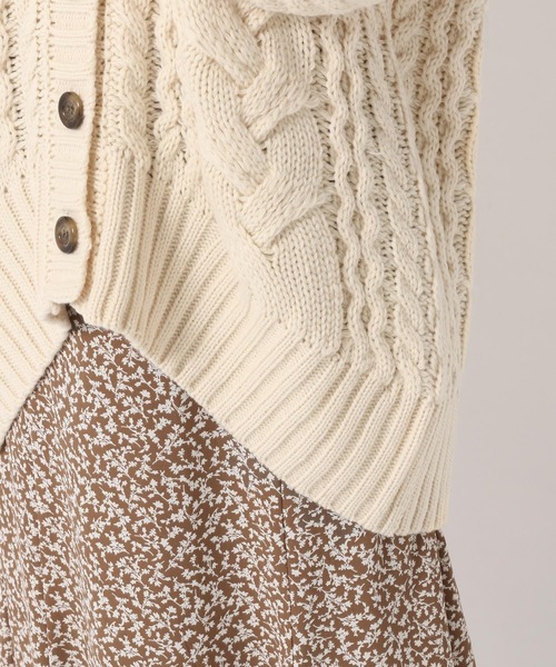 mysty woman(ミスティウーマン)の「MIXケーブルカーデ 237317(カーディガン/ボレロ・レディース・ブラウン/アイボリー/チャコール/グリーン系/ブルーパープル・FREE)」の12枚目の写真