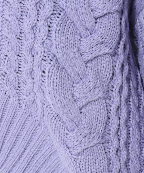 mysty woman(ミスティウーマン)の「MIXケーブルカーデ 237317(カーディガン/ボレロ・レディース・ブラウン/アイボリー/チャコール/グリーン系/ブルーパープル・FREE)」の19枚目の写真