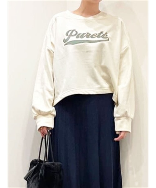 Lugnoncure（ルノンキュール）の「サテン刺繍スウェット（スウェット・レディース・オフホワイト/オレンジ/グレー・ﾌﾘ-）」の2枚目の写真