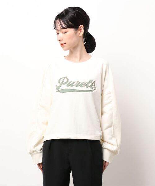 Lugnoncure（ルノンキュール）の「サテン刺繍スウェット（スウェット・レディース・オフホワイト/オレンジ/グレー・ﾌﾘ-）」の8枚目の写真