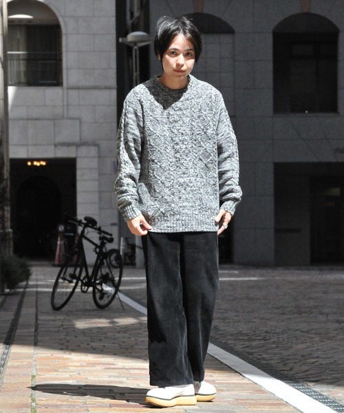 ZIP FIVE（ジップファイブ）の「【ZIP FIVE】ケーブルクルーニット（ニット/セーター・メンズ・ライトグレー/ブラック/ブラウン/アイボリー/杢グレー・MEDIUM/LARGE/X-LARGE）」の12枚目の写真