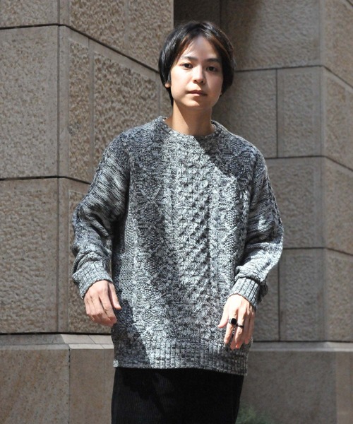 ZIP FIVE（ジップファイブ）の「【ZIP FIVE】ケーブルクルーニット（ニット/セーター・メンズ・ライトグレー/ブラック/ブラウン/アイボリー/杢グレー・MEDIUM/LARGE/X-LARGE）」の13枚目の写真