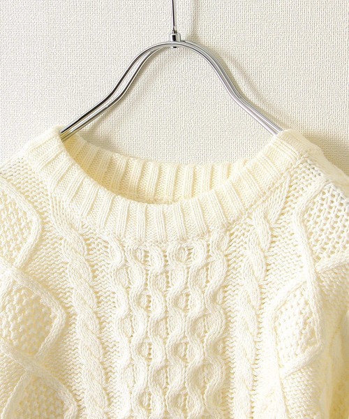 ZIP FIVE（ジップファイブ）の「【ZIP FIVE】ケーブルクルーニット（ニット/セーター・メンズ・ライトグレー/ブラック/ブラウン/アイボリー/杢グレー・MEDIUM/LARGE/X-LARGE）」の14枚目の写真