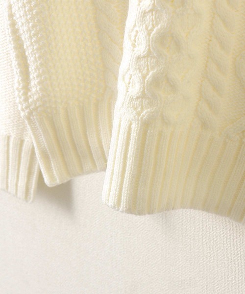 ZIP FIVE（ジップファイブ）の「【ZIP FIVE】ケーブルクルーニット（ニット/セーター・メンズ・ライトグレー/ブラック/ブラウン/アイボリー/杢グレー・MEDIUM/LARGE/X-LARGE）」の16枚目の写真