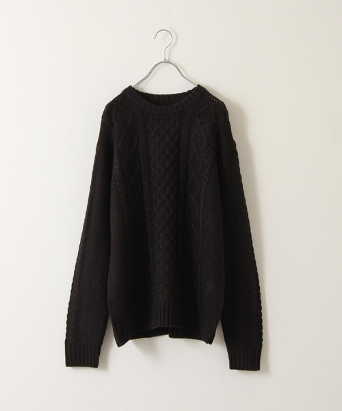 ZIP FIVE（ジップファイブ）の「【ZIP FIVE】ケーブルクルーニット（ニット/セーター・メンズ・ライトグレー/ブラック/ブラウン/アイボリー/杢グレー・MEDIUM/LARGE/X-LARGE）」の19枚目の写真