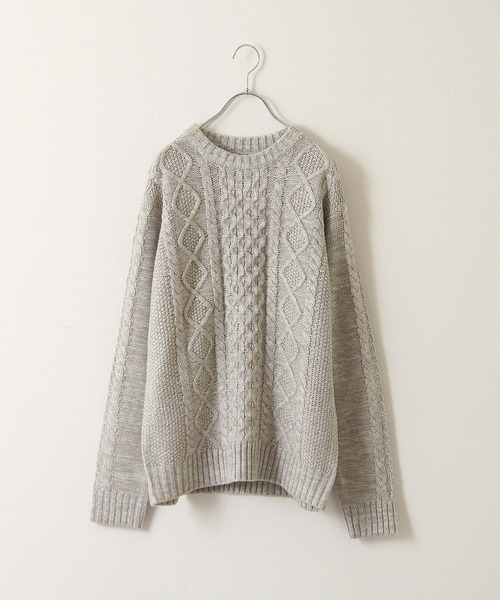 ZIP FIVE（ジップファイブ）の「【ZIP FIVE】ケーブルクルーニット（ニット/セーター・メンズ・ライトグレー/ブラック/ブラウン/アイボリー/杢グレー・MEDIUM/LARGE/X-LARGE）」の20枚目の写真