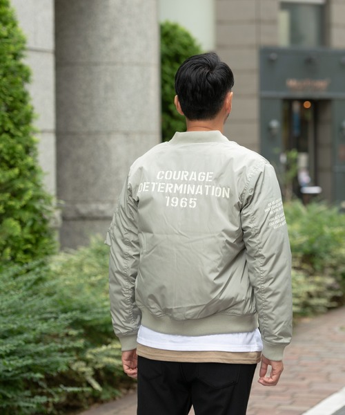 Blue Standard ブルースタンダード 撥水中綿ミリタリーバックプリントma 1ブルゾン