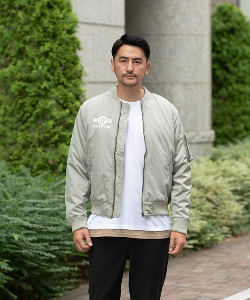 Blue Standard ブルースタンダード 撥水中綿ミリタリーバックプリントma 1ブルゾン