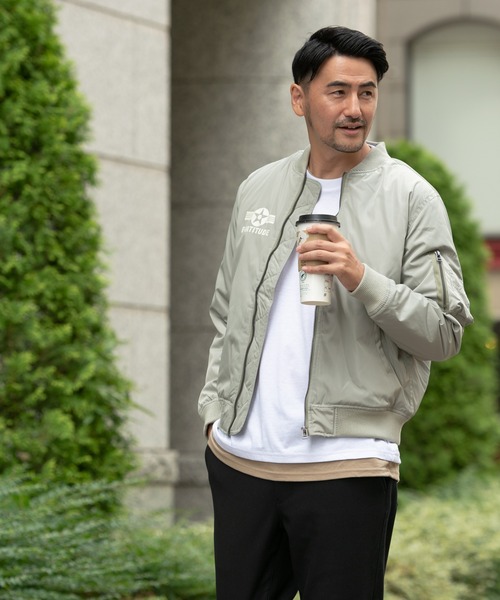 Blue Standard ブルースタンダード 撥水中綿ミリタリーバックプリントma 1ブルゾン