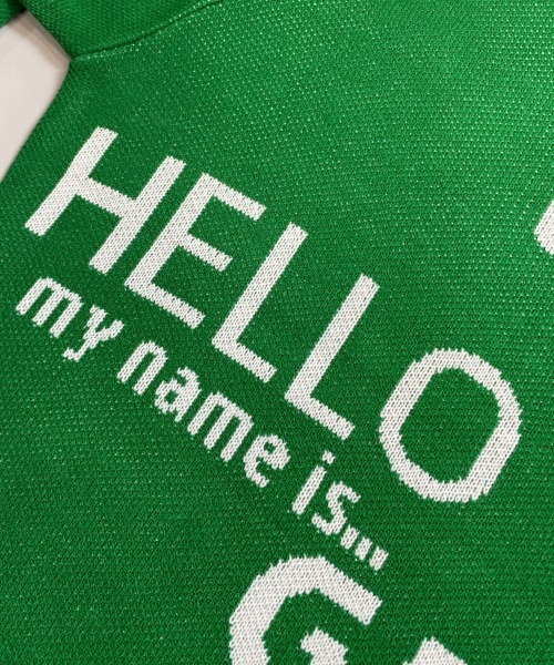 GALLIS ADDICTION（ガリスアディクション）の「GA JACQUARD-LOGO KNIT/ジャガード 総柄ロゴ クルーニット（ニット/セーター・メンズ・ブラック/グリーン・FREE）」の3枚目の写真