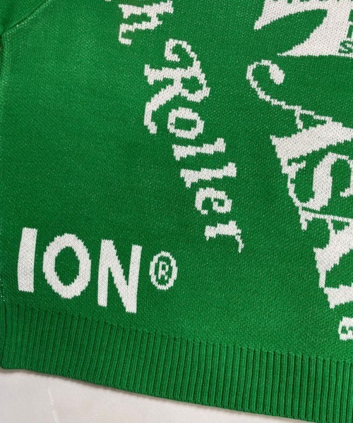 GALLIS ADDICTION（ガリスアディクション）の「GA JACQUARD-LOGO KNIT/ジャガード 総柄ロゴ クルーニット（ニット/セーター・メンズ・ブラック/グリーン・FREE）」の12枚目の写真