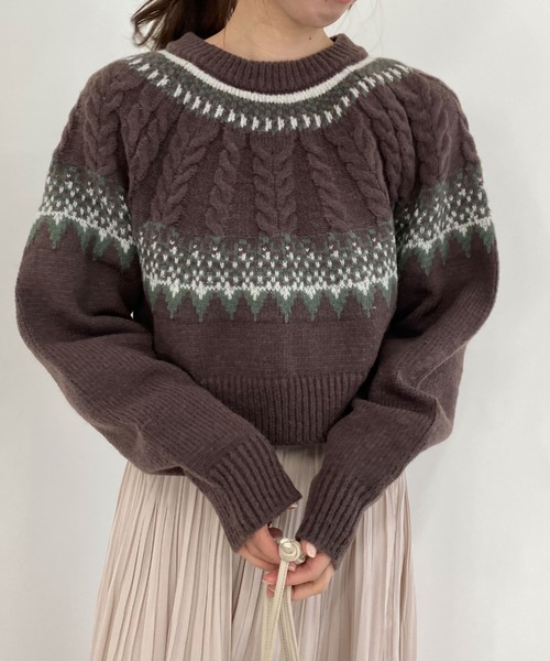 archives(アルシーヴ)の「求心柄ニットプルオーバー(ニット/セーター・レディース・アイボリー/マスタード/ブラウン・MEDIUM)」の14枚目の写真