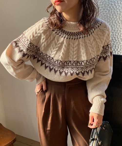 archives(アルシーヴ)の「求心柄ニットプルオーバー(ニット/セーター・レディース・アイボリー/マスタード/ブラウン・MEDIUM)」の6枚目の写真