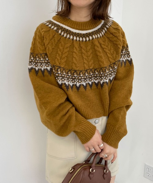 archives(アルシーヴ)の「求心柄ニットプルオーバー(ニット/セーター・レディース・アイボリー/マスタード/ブラウン・MEDIUM)」の11枚目の写真