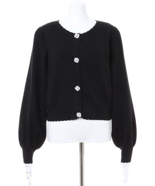 Allamanda(アラマンダ)の「ビジュー/ボタンカーディガン(カーディガン/ボレロ・レディース・ブラック/ピンク/アイボリー/グレー系その他・M)」の5枚目の写真