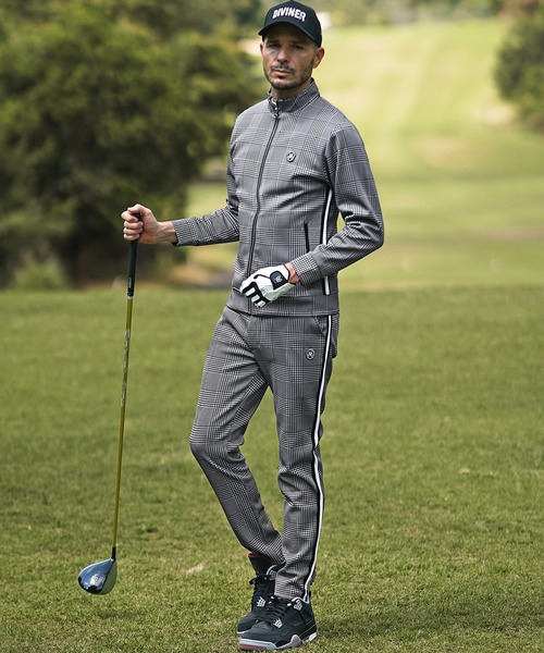 【美品】DIVINER GOLF　ゴルフウェア　チェック柄　ブラックウォッチ　M DIVINER GOLF】ゴルフ セットアップ メンズ スタンドジャケット