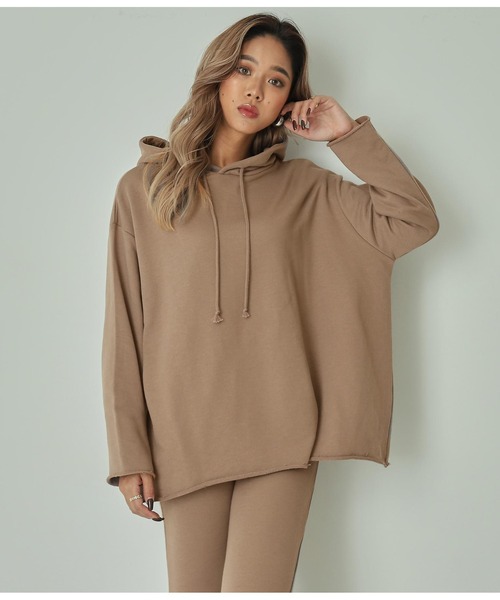 ANAP（アナップ）の「オーバーフーディートップス×フレアパンツ セットアップ（パーカー・レディース・スミクロ/グレイッシュベージュ/ライトグレー/ベージュ・FREE）」の4枚目の写真