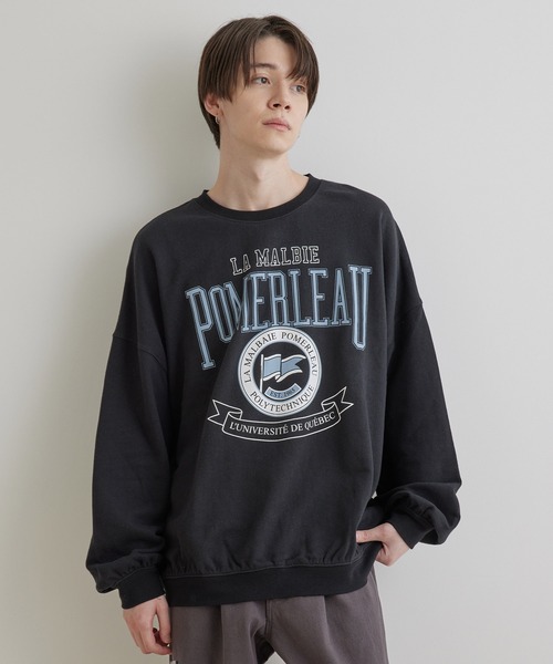 JUNRED（ジュンレッド）の「ビンテージカレッジルーズスウェットプルオーバー（スウェット・メンズ・チャコールグレー/ホワイト系その他/ミント・S/M/L）」の4枚目の写真