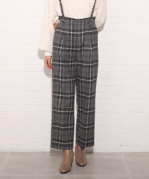 Cutie Blonde（キューティーブロンド）の「◆【S-L】サス付きチェックパンツ（その他パンツ・レディース・グレー系その他2/ブラック系1/ダークブラウン系1・01/02/03）」の4枚目の写真