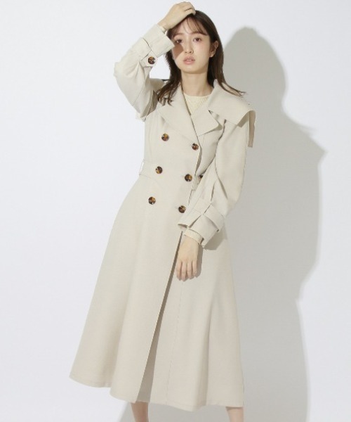 REDYAZEL（レディアゼル）の「セーラーカラーサイドバックルコート（トレンチコート・レディース・ベージュ/グレー/ラベンダー・SMALL/MEDIUM）」の8枚目の写真
