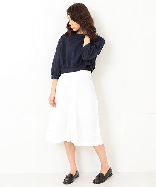 BEAMS BOY（ビームスボーイ）の「◎BEAMS BOY / カットワーク バックボタン 7分袖（シャツ/ブラウス・レディース・ホワイト/イエロー/ネイビー・ONE SIZE）」の8枚目の写真