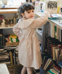 ビック襟付きドット柄ワンピース