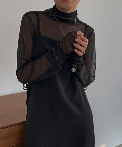 c.u.l（シーユーエル）の「【c.u.l:w】無地カラー パワーネットハイネックシアートップス culw167（Tシャツ/カットソー・レディース・ホワイト/ブラック/ライトブルー/ピンク/ライトイエロー/ライトグリーン・FREE）」の3枚目の写真