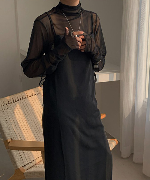 c.u.l（シーユーエル）の「【c.u.l:w】無地カラー パワーネットハイネックシアートップス culw167（Tシャツ/カットソー・レディース・ホワイト/ブラック/ライトブルー/ピンク/ライトイエロー/ライトグリーン・FREE）」の15枚目の写真