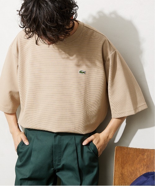 LACOSTE（ラコステ）の「【LACOSTE / ラコステ】別注 WAFFLE Tシャツ（Tシャツ/カットソー・メンズ・ホワイト/ブラック/ベージュ/グリーン・4/3/5）」の9枚目の写真