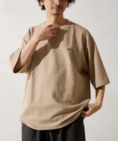 LACOSTE（ラコステ）の「【LACOSTE / ラコステ】別注 WAFFLE Tシャツ（Tシャツ/カットソー・メンズ・ホワイト/ブラック/ベージュ/グリーン・4/3/5）」の7枚目の写真